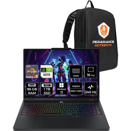 Lenovo Legion Pro 5 Ryzen 9 8940HX RTX 5070 8GB Gaming Laptop 96GB RAM 1TB SSD 16" QHD+ 240Hz Win11 Pro + Per4 Çanta 83LT0046TRP471