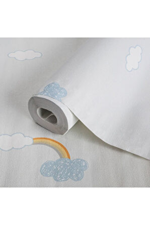 Bulutlu ve Gökkuşağılı Gökyüzü Temalı Duvar Kağıdı - Adakids 8902-2