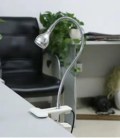 Beyaz Cob Ledli Masa Lambası Kıskaçlı Akrobatik Usb Masa Lambası - Çalışma Lambası - 360 Esnek Gövde Beyaz Işık