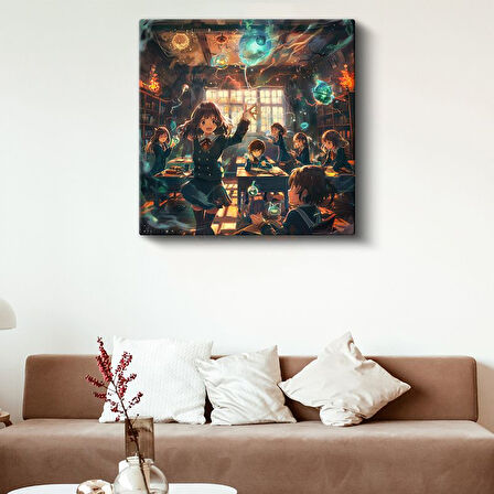 Büyü Sınıfı - Renkli Işıklar Anime Kanvas Tablo