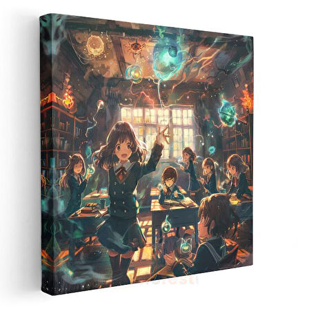 Büyü Sınıfı - Renkli Işıklar Anime Kanvas Tablo
