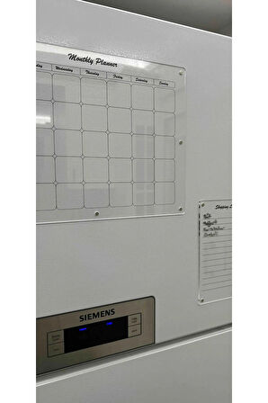 Mıknatıslı Aylık Planlayıcı Pano (Şeffaf - Siyah Planner)