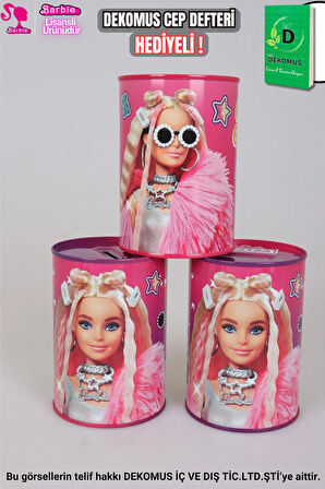 "DEKOMUS CEP DEFTERİ HEDİYELİ" LİSANSLI BARBIE "TEKLİ" KUMBARA 