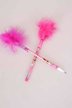 "DEKOMUS CEP DEFTERİ HEDİYELİ" LİSANSLI BARBIE "TEKLİ" TÜYLÜ YUMURTLAYAN KURŞUN KALEM