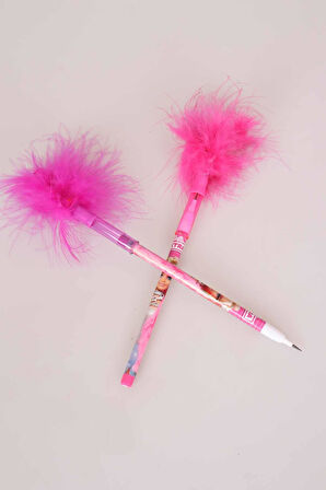 "DEKOMUS CEP DEFTERİ HEDİYELİ" LİSANSLI BARBIE "TEKLİ" TÜYLÜ YUMURTLAYAN KURŞUN KALEM