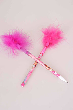 "DEKOMUS CEP DEFTERİ HEDİYELİ" LİSANSLI BARBIE 2'Lİ TÜYLÜ YUMURTLAYAN KURŞUN KALEM