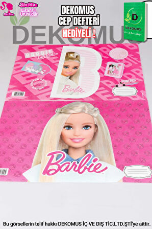 "DEKOMUS CEP DEFTERİ HEDİYELİ" LİSANSLI BARBIE 2'Lİ BESLENME ÖRTÜSÜ