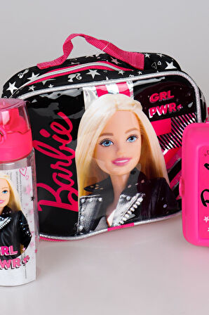 DEKOMUS İLE YENİ SEZON  LİSANSLI BARBIE GIRL POWER BESLENME ÇANTASI,500 ML MATARA VE BESLENME KABI SETİ