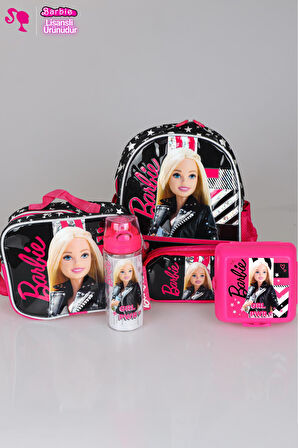 DEKOMUS İLE YENİ SEZON LİSANSLI BARBIE GIRL POWER ANAOKUL,BESLENME VE KALEM ÇANTASI İLE 500 ML MATARA,BESLENME KABI SETİ