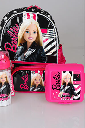 DEKOMUS İLE YENİ SEZON LİSANSLI BARBIE GIRL POWER ANAOKUL,BESLENME VE KALEM ÇANTASI İLE 500 ML MATARA,BESLENME KABI SETİ