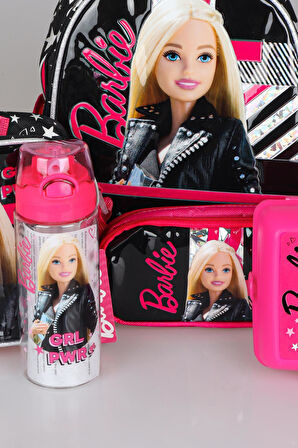 DEKOMUS İLE YENİ SEZON LİSANSLI BARBIE GIRL POWER ANAOKUL,BESLENME VE KALEM ÇANTASI İLE 500 ML MATARA,BESLENME KABI SETİ