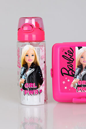 YENİ SEZON LİSANSLI BARBIE GIRL POWER 2 KATLI BESLENME KUTUSU VE 500 ML MATARA SETİ