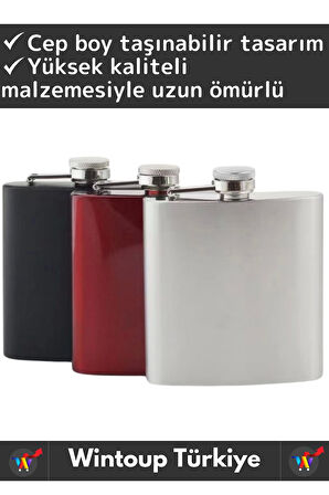 Premium Yüksek Kaliteli Çelik Mini Cep Boy Tasarım Hediyelik 6 Oz Cep Matara