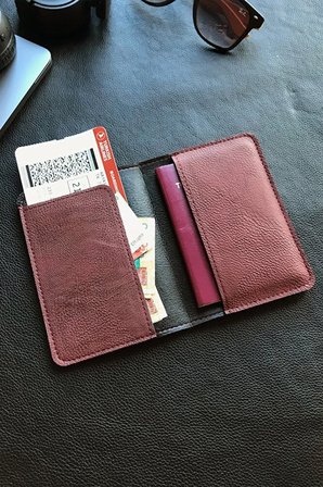 Voyager Pasaport Kılıfı Minimalist Vegan Suni Deri Pasaportluk Kahverengi