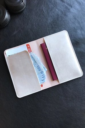 Voyager Pasaport Kılıfı Vegan Deri Pasaportluk Baskılı Kot Mavi