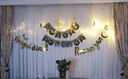 Ful Set Ramazan Süsü + Peri Led - Bayram Banner - Kaligrafi Hoş geldin Ramazan Banner Süs