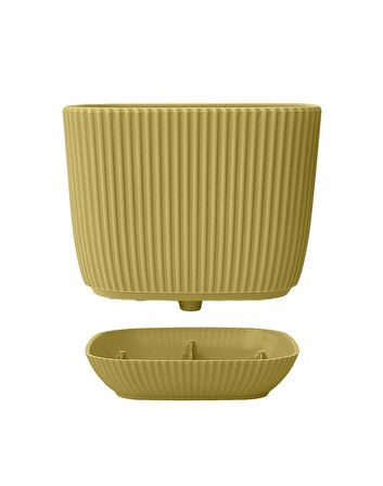 Omnipazar KRS-382 Dekoratif Plastik Mercan Kare Saksı 0.67 Litre No 2