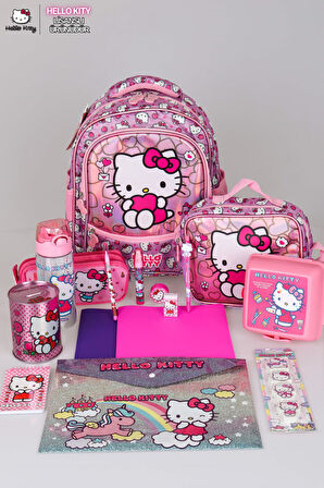 YENİ SEZON LİSANSLI HELLO KITTY İLKOKUL,BESLENME VE KALEM ÇANTASI İLE BESLENME KABI,MATARA KIRTASİYE OKUL SETİ