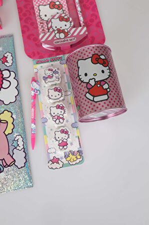 YENİ SEZON LİSANSLI HELLO KITTY 14 PARÇA KIRTASİYE SETİ KALEM ÇANTASI,ÇITÇIT DOSYA,KUMBARA,NOT DEFTERİ,KALEMTRAŞ,GEÇMELİ KURŞUN KALEM VE SİLGİ SETİ