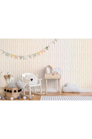Çizgili Çocuk Odası Duvar Kağıdı 10,6 m2 -Adakids 8906-1