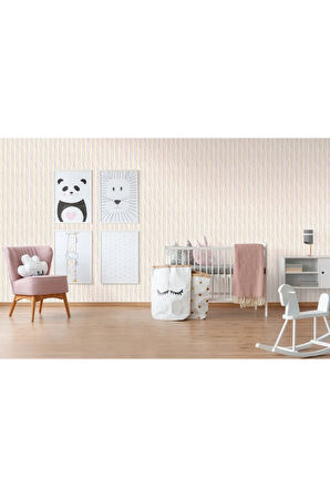 Çizgili Çocuk Odası Duvar Kağıdı 10,6 m2 -Adakids 8906-1