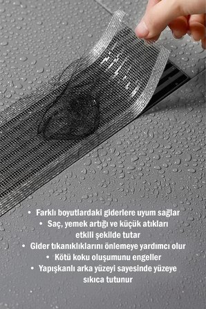 Yeni Nesil Kendinden Yapışkanlı Gider Filtresi Rulosu Saç Yakalayıcı Duş Lavabo Süzgeci 4 Metre