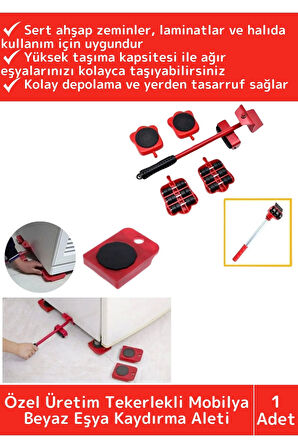 Premium Seri Abs Plastik Tekerlekli Basit Ağır Beyaz Eşya Mobilya Kaydırma Aleti Aparatı Krikolu Set