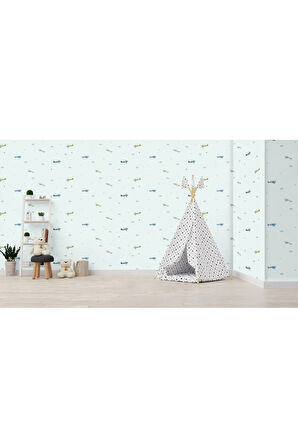 Gökyüzünde Uçak Detaylı Çocuk Odası Duvar Kağıdı - Adakids 8907-2 Duvar Kağıdı 10.6 m2