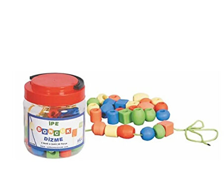 İpe Boncuk Dizme 30 Parça Ahşap