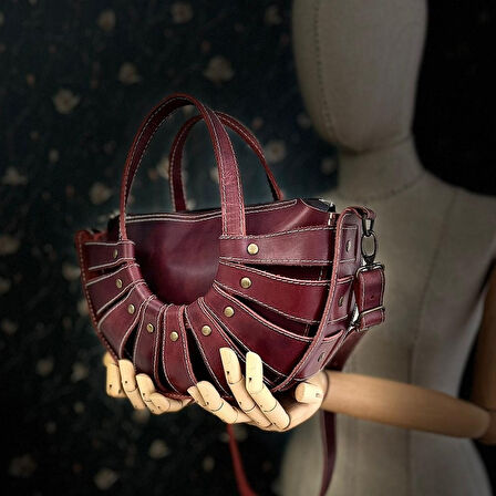 CARIDEA El Yapımı Hakiki Deri Bayan Çanta, Clutch, El Omuz Çantası v103
