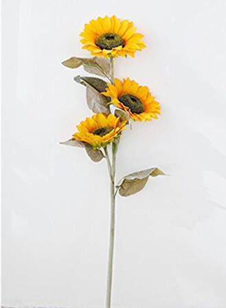 Yapay Çiçek Ayçiçeği Sarı Sunflower Dekoratif Çiçek 115cm Dev Ay Çiçeği 3 Kafalı