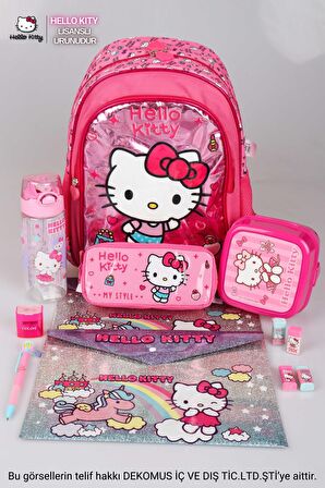 LİSANSLI HELLO KITTY İLK VE ORTA ÖĞRETİM ÇANTASI,BESLENME KABI ,KALEM ÇANTASI VE TRITAN MATARA SETİ