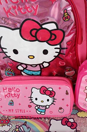 LİSANSLI HELLO KITTY İLK VE ORTA ÖĞRETİM ÇANTASI,BESLENME KABI ,KALEM ÇANTASI VE TRITAN MATARA SETİ