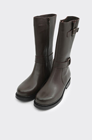 Hakiki Deri Düz Taban Kadın Çizme