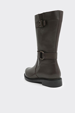 Hakiki Deri Düz Taban Kadın Çizme