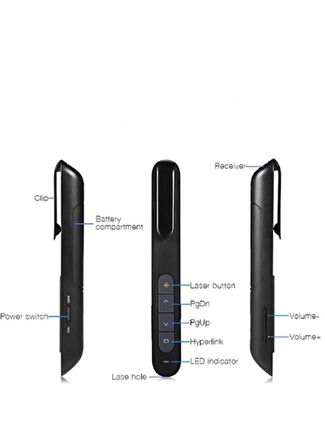 Gaman Nwn927 Ses Açma/Kapama Özellikli 1. Sınıf Lazerli Sunum Kumandası Klipsli Wireless Presenter