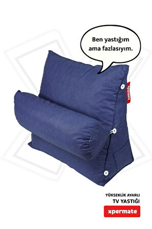 XPERMATE Yükseklik Ayarlı TV ve Kitap Okuma Yastığı Bel, Sırt ve Boyun Desteği Lacivert