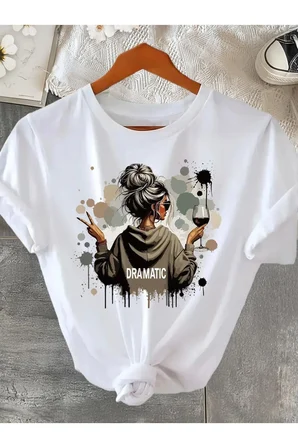 Unisex Dramatic Baskılı Tasarım Tshirt