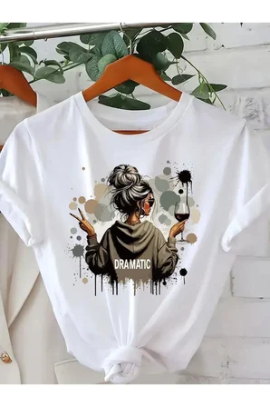 Unisex Dramatic Baskılı Tasarım Tshirt