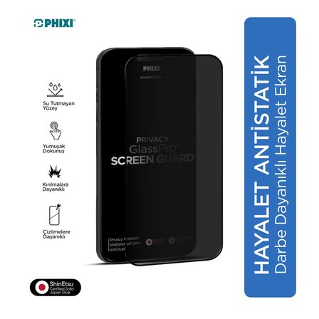 Phixi Premium Guard Hayalet Cam Ekran Koruyucu – iPhone 13 Pro Max Uyumlu | Antistatik, Su Tutmaz, Tam Kaplama
