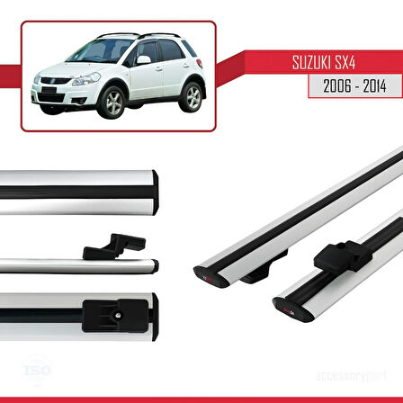 Suzuki SX4 II (JY) 2006-2014 Arası ile Uyumlu BASIC Model Ara Atkı Tavan Barı Gri 2 Adet