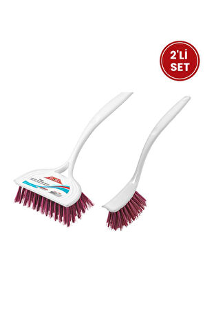 Flora 2’li Trendy Temizlik Seti, F367 Bulaşık Fırçası + F388 Lavabo Küvet Fırçası Seti