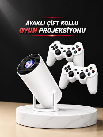 Projeksiyon Cihazı Video Oyun Konsolu Projektör Taşınabilir Ayaklı Çift Kollu 4k Çözünürlüklü
