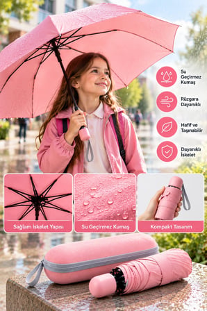 Kapsül Şemsiye Pembe
