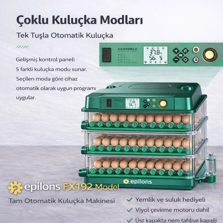 X-192 Model Tam Otomatik Kuluçka Makinesi –tüm Kanatlı Hayvanlara Uyumlu Yeni Nesil Su Hazneli Süngerli Sistem