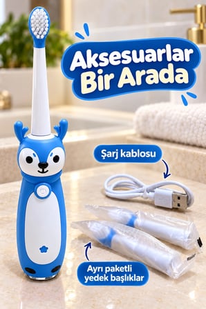 Elektrikli Diş Fırçası Mavi Gövdeli İki Yedek Başlıklı