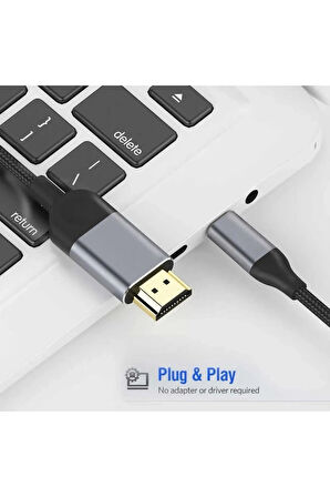 3 Metre 8 Gbps Hız 4k/30 Hz Type C To Hdmı Çevirici Dönüştürücü Tv Telefon Pc Hasır Bağlantı Kablosu