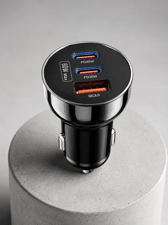 3 Portlu Araç İçi Şarj Adaptörü Çift PD Type-C ve QC3.0 USB Çıkışlı