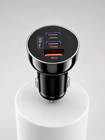 3 Portlu Araç İçi Şarj Adaptörü Çift PD Type-C ve QC3.0 USB Çıkışlı
