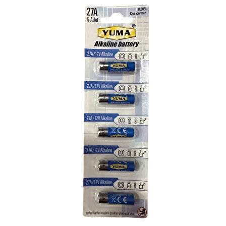 Yuma 27a Mn27 V27a V27ga 12 Volt Alkalin Pil 5 li Paket